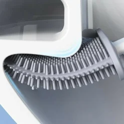 SCOPINO PER WC BAGNO SPAZZOLA PER PULIZIA IN SILICONE CON PORTASCOPINO DA MURO