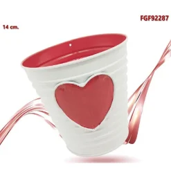 SECCHIELLO DECORATIVO CUORE ROSSO IN LATTA 14 CM IDEA REGALO SAN VALENTINO 92287