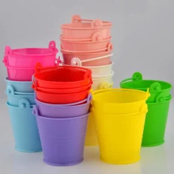 SECCHIELLO MAXI IN LATTA DECOUPAGE PORTA PIANTE 10,5 cm BOMBONIERA CONTENITORE