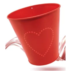 SECCHIELLO ROSSO DECORATIVO LATTA 14CM CON CUORE IDEA REGALO SAN VALENTINO 92300