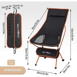 SEDIA PIEGHEVOLE DA CAMPEGGIO PESCA IMPERMEABILE PORTATILE CARICO 140KG TESSUTO