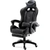 SEDIA POLTRONA GAMING UFFICIO CASA IN ECOPELLE CUSCINO LOMBARE POGGIATESTA PIEDI NERO