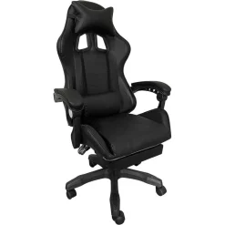 SEDIA POLTRONA GAMING UFFICIO CASA IN ECOPELLE CUSCINO LOMBARE POGGIATESTA PIEDI NERO