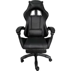SEDIA POLTRONA GAMING UFFICIO CASA IN ECOPELLE CUSCINO LOMBARE POGGIATESTA PIEDI NERO