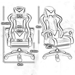 SEDIA POLTRONA UFFICIO CASA ECOPELLE CUSCINO LOMBARE POGGIATESTA PIEDI BLU NERO