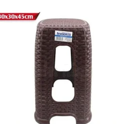 SEDIA SGABELLO IN PLASTICA INTERNI ESTERNI MULTIUSO CASA 30X30X45CM RATTAN