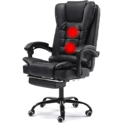 SEDIA UFFICIO GIREVOLE DA GIOCO POGGIAPIEDI SCRIVANIA RECLINABILE IN PELLE NERA