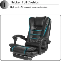 SEDIA UFFICIO GIREVOLE GIOCO POGGIAPIEDI SCRIVANIA RECLINABILE IN PELLE BIANCA