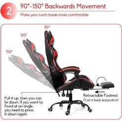 SEDIA UFFICIO GIREVOLE GIOCO POGGIAPIEDI SCRIVANIA RECLINABILE IN PELLE BIANCA