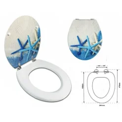 SEDILE COPRIWATER UNIVERSALE PER BAGNO COPRI WC WATER IN LEGNO STELLE MARINE