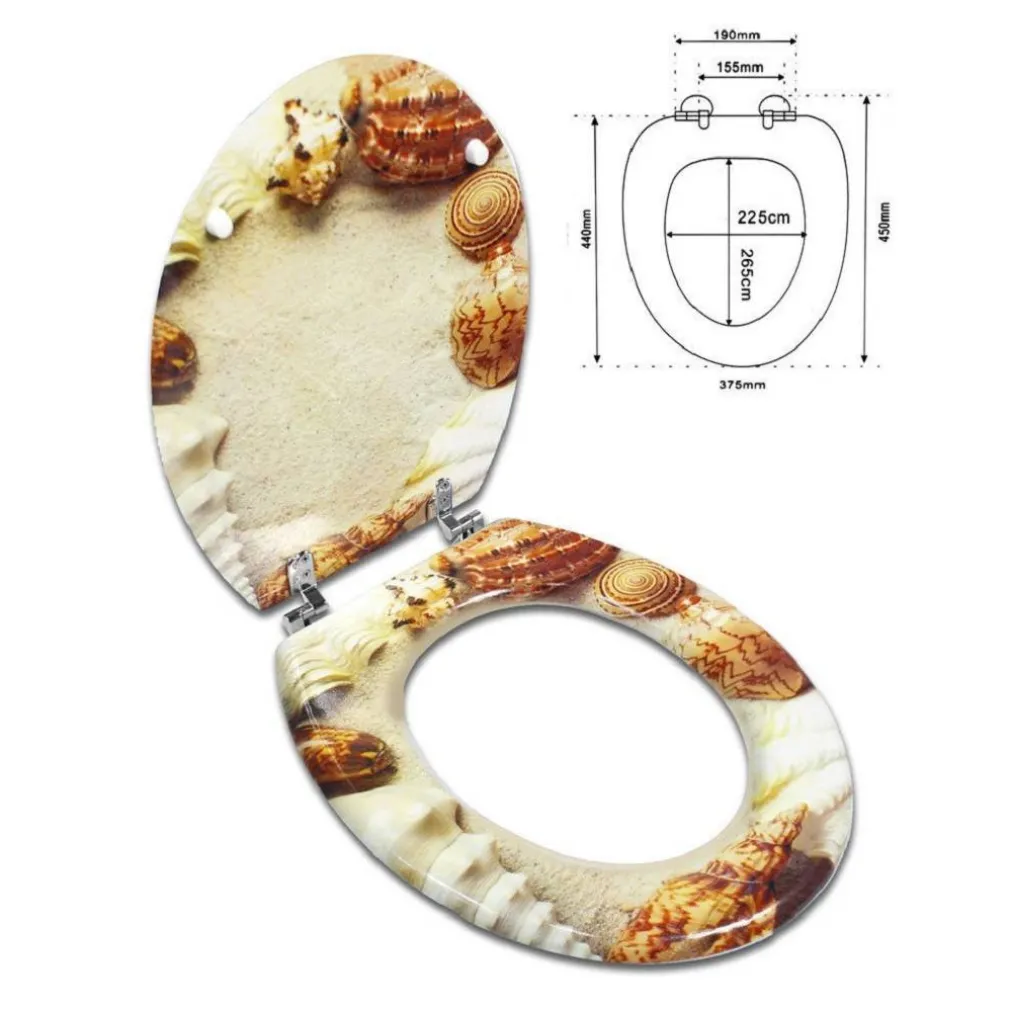 SEDILE COPRIWATER UNIVERSALE PER BAGNO COPRI WC WATER IN LEGNO CONCHIGLIE 52896