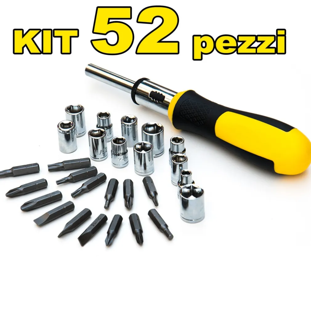 SERIE CACCIAVITI MULTIBIT CACCIAVITE A CRICCHETTO CON 52 INSERTI CHROME VANADIUM