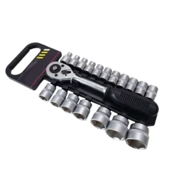 SERIE CHIAVE A CRICCHETTO REVERSIBILE 1/2" KIT DA 19PZ CON BUSSOLE ESAGONALI