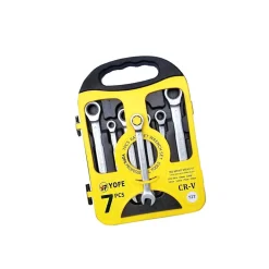 SERIE SET KIT 7 CHIAVI COMBINATE A CRICCHETTO FLESSIBILI IN VALIGETTA TRASPORTO