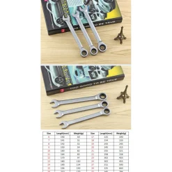 SERIE SET KIT 7 CHIAVI COMBINATE A CRICCHETTO FLESSIBILI IN VALIGETTA TRASPORTO