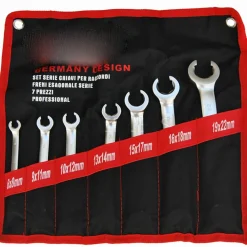 SERIE SET KIT 7 CHIAVI ESAGONALI PER RACCORDI TUBI FRENI AUTO ACCIAIO 6 - 22mm