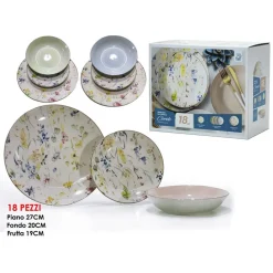 SERVIZIO DA TAVOLA CON PIATTI PIANI FONDI FRUTTA CLORIDE IN PORCELLANA 18 PEZZI CUCINA