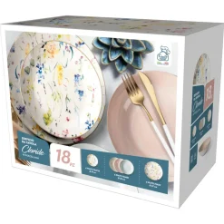 SERVIZIO DA TAVOLA CON PIATTI PIANI FONDI FRUTTA CLORIDE IN PORCELLANA 18 PEZZI CUCINA