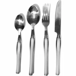 SERVIZIO POSATE 24 PEZZI BIANCO IN ACCIAIO INOX CON STAND SHARON TAVOLA CUCINA