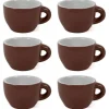 SERVIZIO SET 6 TAZZINE DA CAFFE TAZZINA BASSA IN CERAMICA MARRONE DA CUCINA