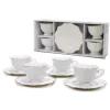 SERVIZIO TE' 4 PIATTINI + 4 TAZZE 16 CL MODELLO LYANNA FINE PORCELLANA BIANCA