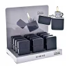 SET 12 ACCENDINI A BENZINA E PIETRINA COLORE NERO OPACO ACCENDINO CONF. IN BOX