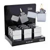 SET 12 ACCENDINO ACCENDINI A BENZINA COLORE EFFETTO CROMATO CON PIETRINA IN BOX