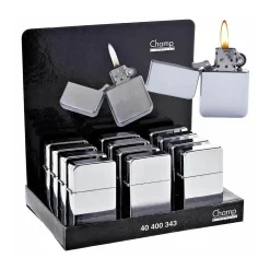 SET 12 ACCENDINO ACCENDINI A BENZINA COLORE EFFETTO CROMATO CON PIETRINA IN BOX