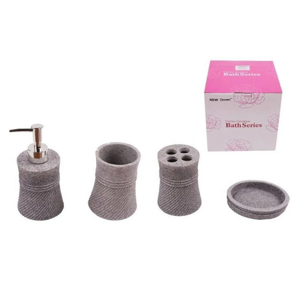 SET 4 ACCESSORI BAGNO SS0035 IN CERAMICA PORTA SAPONE PORTA SPAZZOLINO DISPENSER
