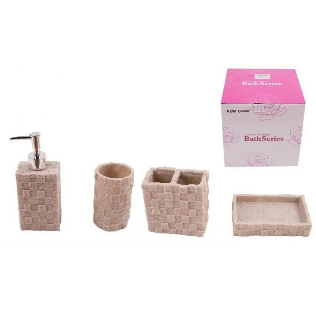 SET 4 ACCESSORI BAGNO SS0007 IN CERAMICA PORTASAPONE PORTA SPAZZOLINO DISPENSER