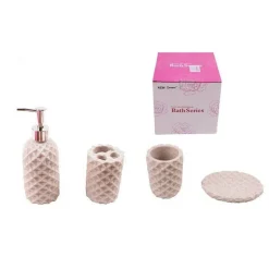 SET 4 ACCESSORI BAGNO SS0009 IN CERAMICA PORTASAPONE PORTA SPAZZOLINO DISPENSER
