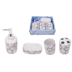 SET 4 ACCESSORI BAGNO T8338 IN CERAMICA PORTA SAPONE PORTA SPAZZOLINO DISPENSER