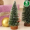 SET 4 ALBERELLI INNEVATI MINI ALBERO NATALE 31CM DECORAZIONI ADDOBBI NATALIZI