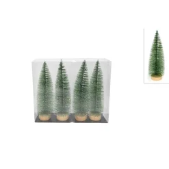 SET 4 ALBERELLI INNEVATI MINI ALBERO NATALE 31CM DECORAZIONI ADDOBBI NATALIZI