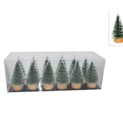 SET 6 ALBERELLI INNEVATI MINI ALBERO DI NATALE 23CM DECORAZIONI ADDOBBI NATALIZI