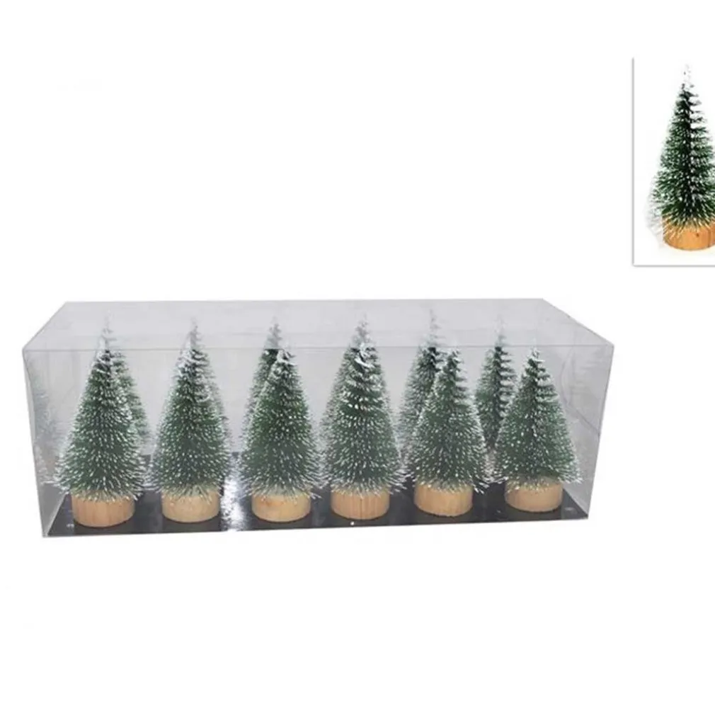 SET 6 ALBERELLI INNEVATI MINI ALBERO DI NATALE 23CM DECORAZIONI ADDOBBI NATALIZI
