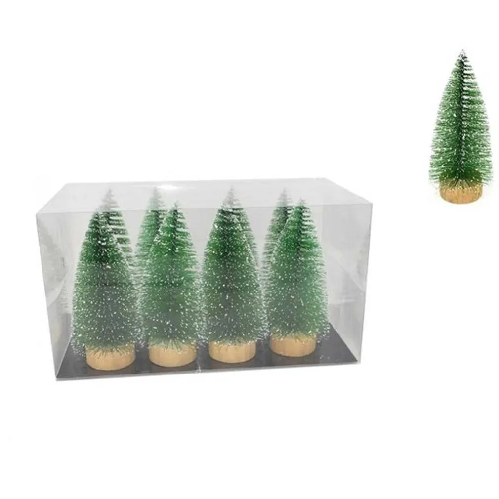 SET 8 ALBERELLI INNEVATI MINI ALBERO DI NATALE 16CM DECORAZIONI ADDOBBI NATALIZI