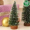 SET 10 ALBERELLI INNEVATI MINI ALBERO NATALE 12CM DECORAZIONI ADDOBBI NATALIZI