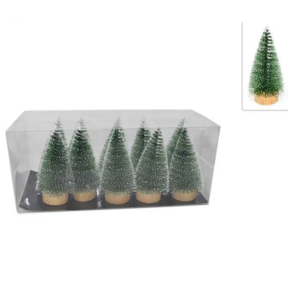 SET 10 ALBERELLI INNEVATI MINI ALBERO NATALE 12CM DECORAZIONI ADDOBBI NATALIZI