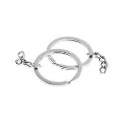 SET 30 ANELLI ANELLO SPIRALE CON CATENA PORTA CHIAVI SPACCATI 30MM IN ACCIAIO