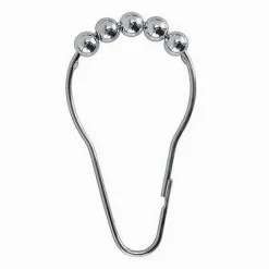 SET 12 ANELLI GANCIO TENDA DOCCIA METALLO CON PERLINE BAGNO BOX DOCCIA 59777