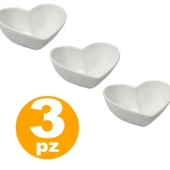 SET 3 ANTIPASTIERE CIOTOLE CUORE FINGER FOOD BIANCO PORCELLANA SNACK APERITIVO