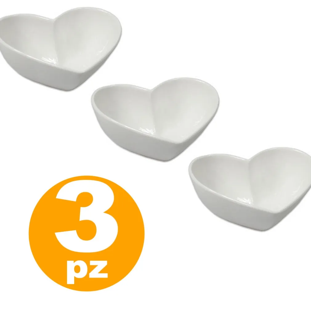 SET 3 ANTIPASTIERE CIOTOLE CUORE FINGER FOOD BIANCO PORCELLANA SNACK APERITIVO
