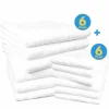 SET 12 ASCIUGAMI BAGNO VISO OSPITE 6 + 6 PER HOTEL ALBERGO PA BIANCO 100% COTONE