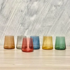 SET 6 BICCHIERI COLORATI DA 380ML IN VETRO PER ACQUA E VINO BICCHIERE COLORATO