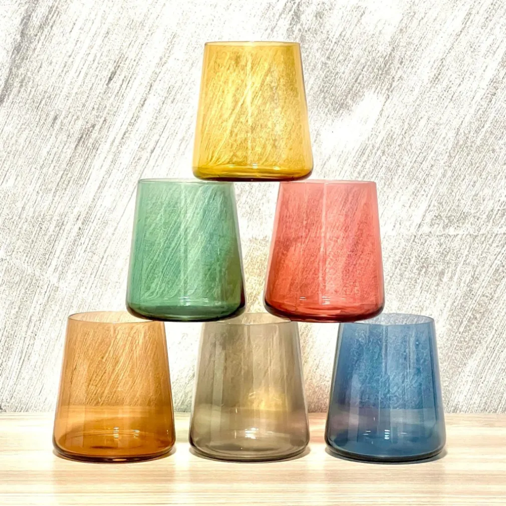 SET 6 BICCHIERI COLORATI DA 380ML IN VETRO PER ACQUA E VINO BICCHIERE COLORATO
