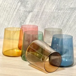 SET 6 BICCHIERI COLORATI DA 380ML IN VETRO PER ACQUA E VINO BICCHIERE COLORATO