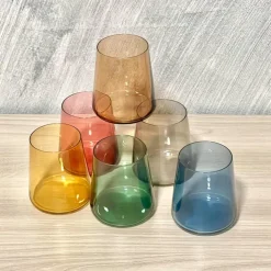 SET 6 BICCHIERI COLORATI DA 380ML IN VETRO PER ACQUA E VINO BICCHIERE COLORATO