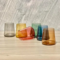 SET 6 BICCHIERI COLORATI DA 380ML IN VETRO PER ACQUA E VINO BICCHIERE COLORATO