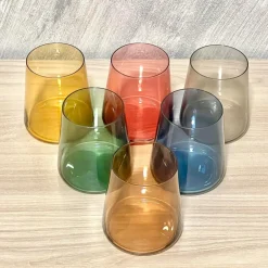 SET 6 BICCHIERI COLORATI DA 380ML IN VETRO PER ACQUA E VINO BICCHIERE COLORATO